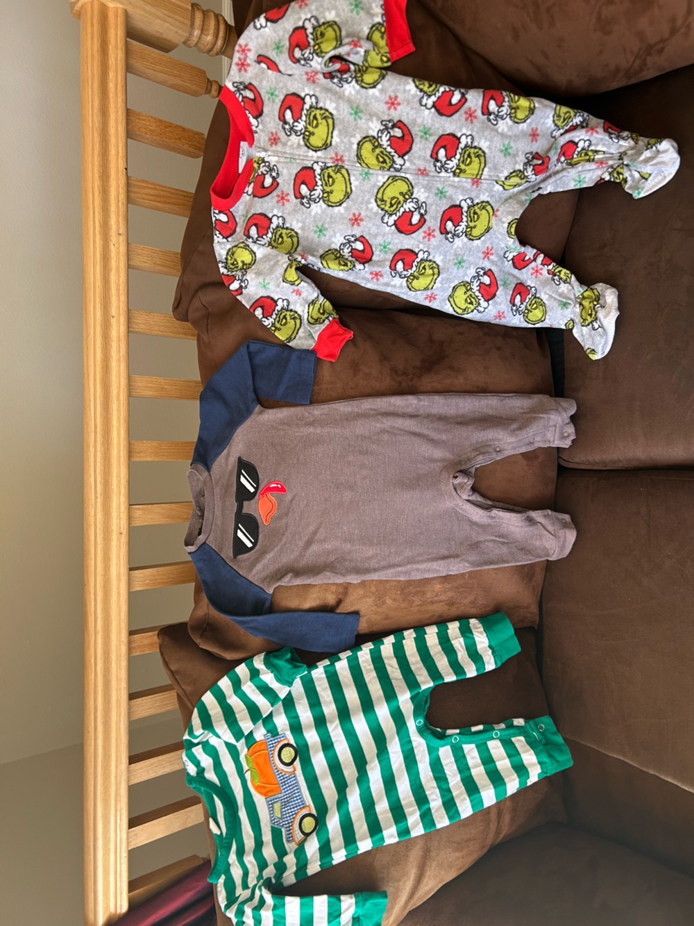 Lot of 3: Fall and Christmas pajamas! 12M pumpkin, turkey and Grinch pajamas